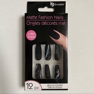 🔥$5/$25🔥XL Fashion Nails - Black Marble Coffin